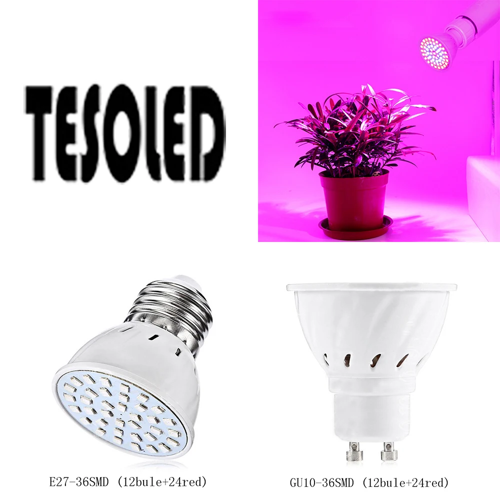 LED Plant Grow Light Bulb E27/GU10 Plants Flower Hydroponics Tent Box Lamp 3W36/4W54/5W72 SMD 110V/220 8.17 | Лампы и освещение