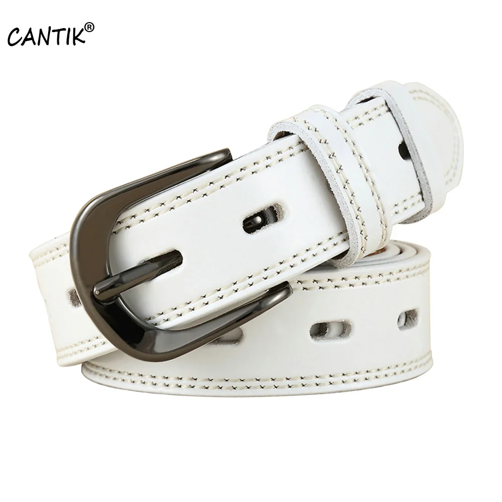 CANTIK Ladies Quality Real Genuine Leather Belts Retro Alloy Pin Buckles Metal Clothing Accessories for Women 2.8cm Width FCA088 cantik ladies good level quality cowskin leather belts alloy pin buckles metal retro styles accessories women 2 8cm width fca079