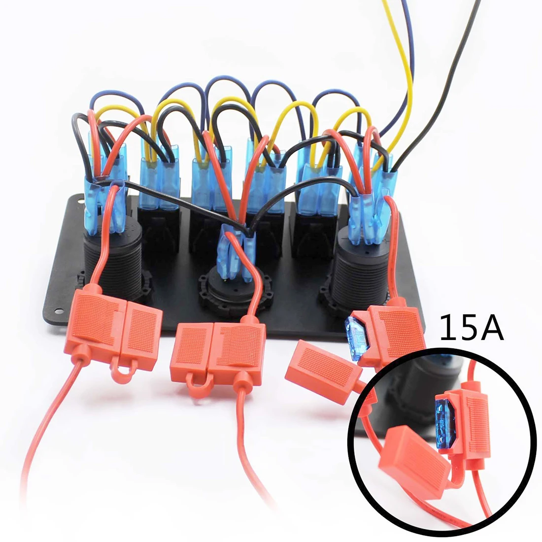 12 V-24 V 6 зеленый светодиодный Водонепроницаемый кулисный переключатель Панель Dual USB гнездо для автомобильного прикуривателя переключатель вольтметра Панель автомат защити цепи