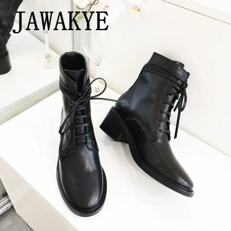 JAWAKYE/уличная мода; Ботинки Челси в стиле знаменитостей; Черные Ботинки martin из натуральной кожи; облегающие ботильоны; botas de mujer - Цвет: as show