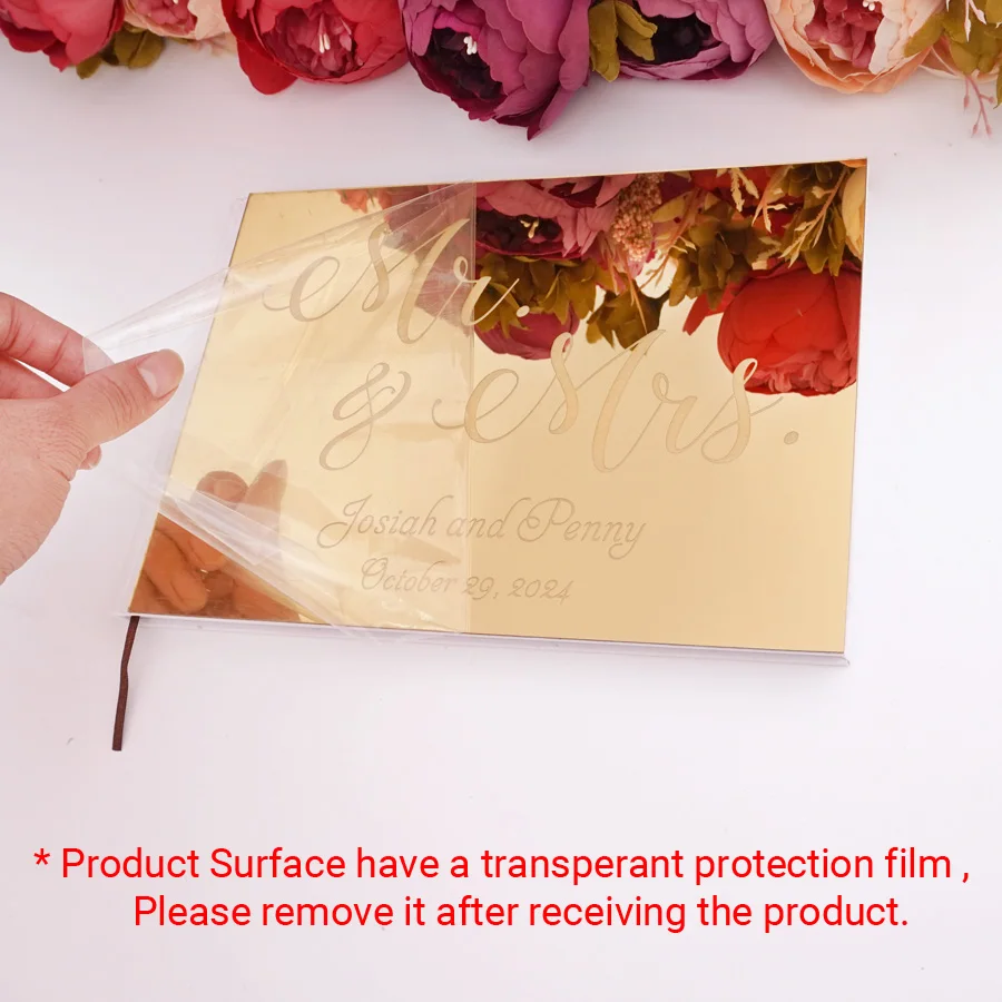 25x18cm Personalized Wedding Party Horizontal Mr&Mrs Signature Acrylic Mirror Guestbook Party Favors Bride Gifts