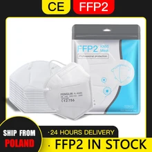 Masque de protection facial réutilisable FFP2, 5 couches, respirateur KN95, livraison depuis la pologne