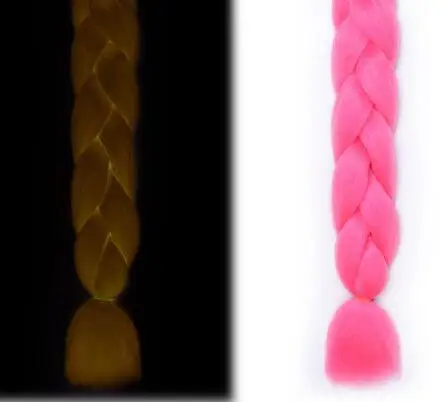 Ombre Glowing Luminous Luxury Synthetic Jumbo Braids Florescent Shining Hair In The Darkness  24inch 100G HIGH TEMPERATURE s2