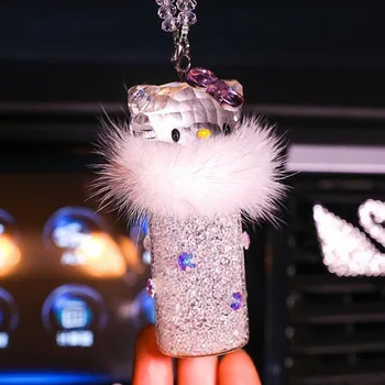 

Crystal Cat Pendant Hanging Decor Figurines Interior Rhinestone Bling View Mirror Ornament Xmas Gift Suncatcher Craft