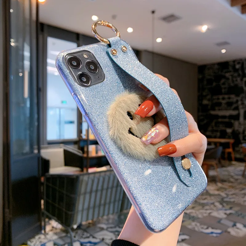 Ремешок на запястье Чехол для samsung Galaxy S10e S10 S9 S8 S7 S6 S5 плюс Edge Lite J8 J7 J5 Prime On5 On7 блестящие чехлы - Цвет: BLue