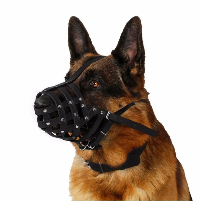1pc Pu Leather Dog Muzzle Secure Adjustable Pet Dog Mouth Basket