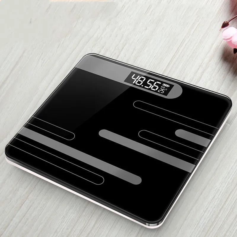 bathroom scale black Весы для ванной, цифровые электронные умные напольные весы, ЖК-дисплей, индекс тела, цифровые весы, весы, термометр - Color: bathroom scale black