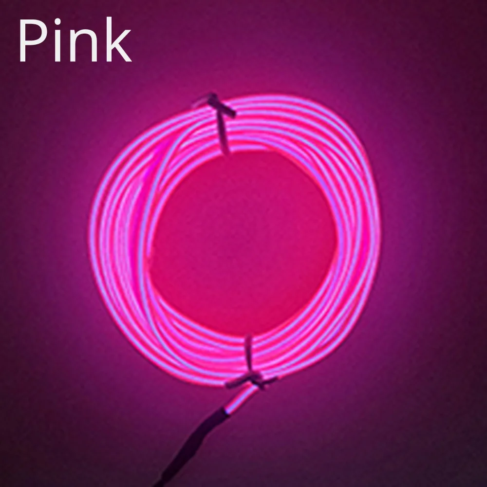 Pink Автомобильный линейный светильник 1 M/2 M/3m/5 M Автомобильная Подсветка салона авто Светодиодные ленты провода веревка шнур гибкий неоновый светодиодный светильник, украшенное мозаикой из драгоценных камней, 12V USB электронных сигарет - Испускаемый цвет: Pink
