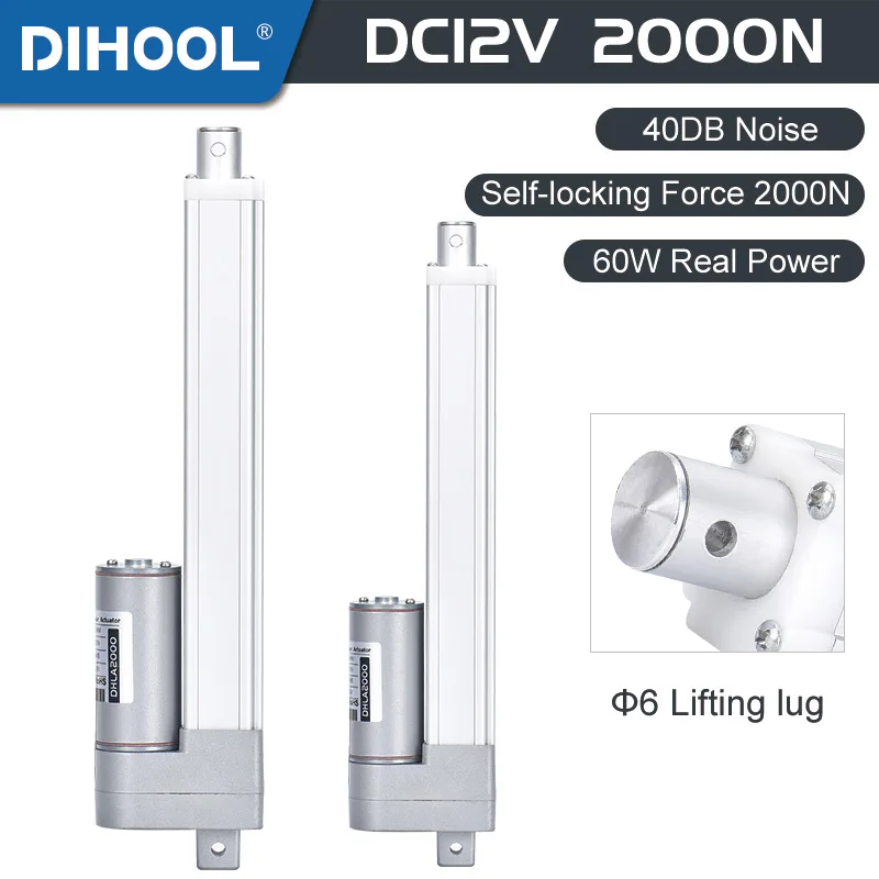 12V DC Motor 50MM 150MM 250MM 350mm Stroke Electric Linear Actuator Wifi Remote Controller 2000N 200kilo Support Lifting Column |