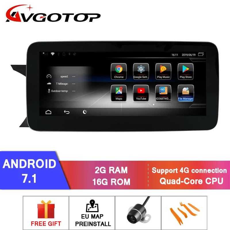 2GB 16GB ZC1003B AVGOTOP большой экран Android 7,1/Android 9,0 gps Автомобильный Радио dvd-плеер для MERCEDES-BENZ c-класс W204/S204 2013(NTG4.5 - Цвет: 2GB 16GB ZC1003B