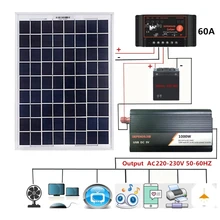 Sistema di alimentazione del pannello solare 18V 20W regolatore digitale 12V / 24V Inverter 1000W