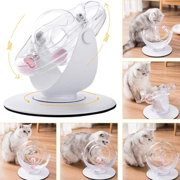 

Pet Supplies Funny Plastic Educational Interactive Flashing Double Rings Cat Roller Toy Durable 360 Degree Rotatable Chase