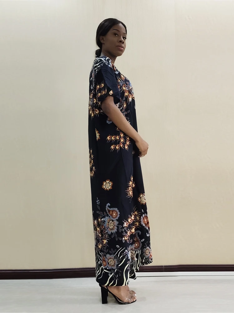 Платье с Scaf Dashiki Модные хлопок элегантные большие африканские традиционные платья с принтом для леди