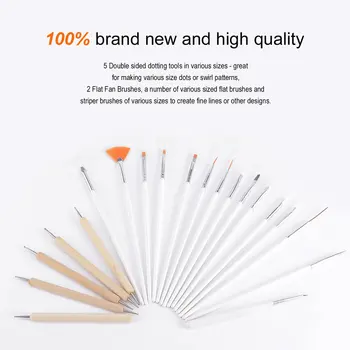 

Nail Gel Polish Brushes 20 Pcs/Set Nail Art Decorations Brush Set Tools Professional Painting Pen for False Nail Tips UV