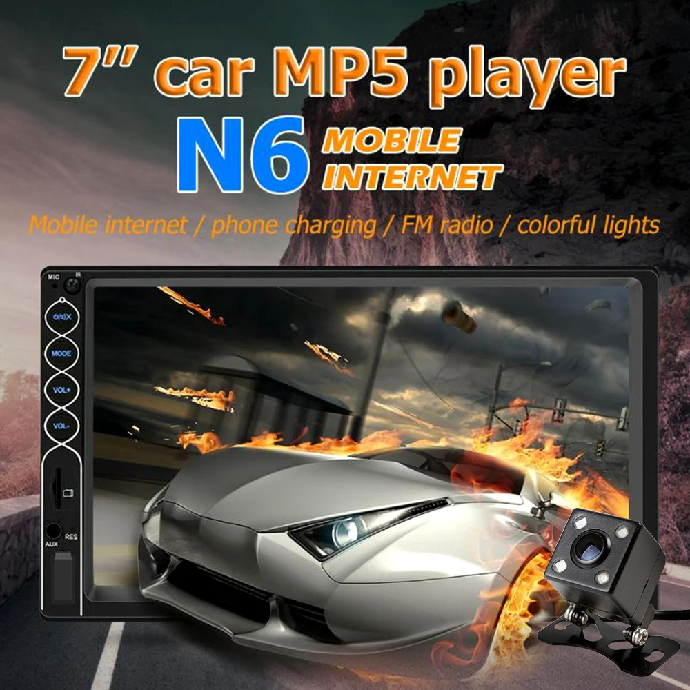 

SWM N6 2 DIN 7 inch Touch Screen Car Stereo Video MP5 Player Bluetooth USB AUX FM Radio with Real View Camera Multimedia Player