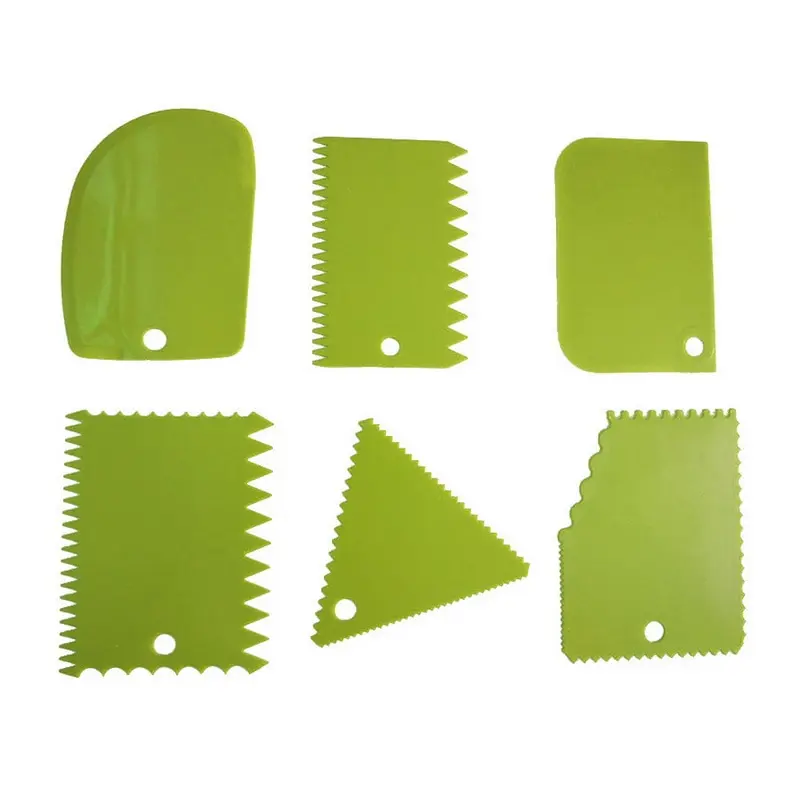green 6 шт. нож для выпечки, лезвие для торта, пластмассовая лопатка для торта, торта, слайсер для хлеба, выпечка скребок для инструментов - Цвет: green