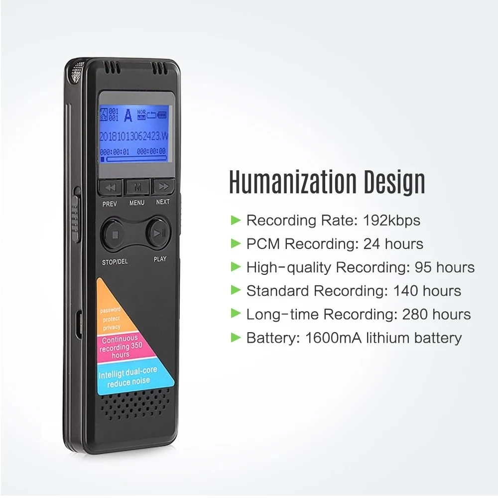 Professional Digital Voice Recorders High Definition Lossless Sound Quality Phone Recording Circulating A-B Repeating Noise Redu