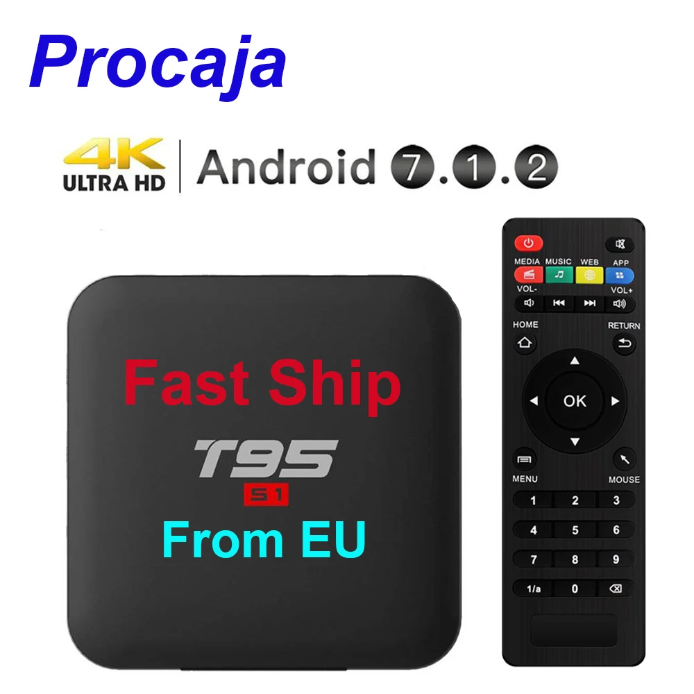 T95 S1 ТВ коробка Android 7 1 ГБ ram 8gbrom 4K Amlogic S905W Quad core H.265 декодирования 2 4 ГГц Wi Fi