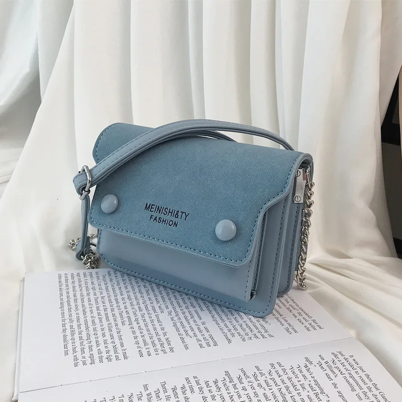 

Casual Button Letter Print Women's Crossbody Bags Retro Matte Square Solid Shoulder Bag Pu Leather Purses Ladies Messenger Bags