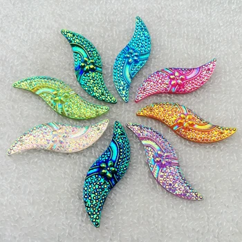

Mix 40pcs AB Colour Sew on Rhinestones Flower S Shape Flatback 15*46mm Resin Crystal Big Stones for Dress 2 Holes -Y44A*5
