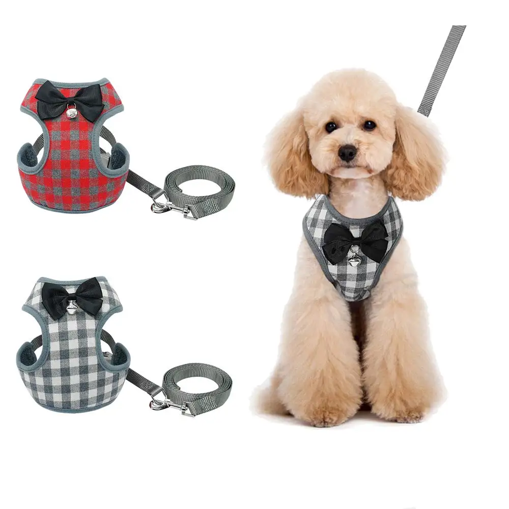 

Soft Bowtie Dog Cat Harness Breathable Puppy Vest For Small Pet Medium Dogs Yorkie Teddy Walking Lead Leash Set Pet Supplies