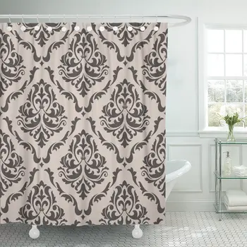 

Gray Damask Floral Pattern for in Victorian Gallery Baroque Shower Curtain Waterproof Polyester Fabric 60 x 72 Inches Set