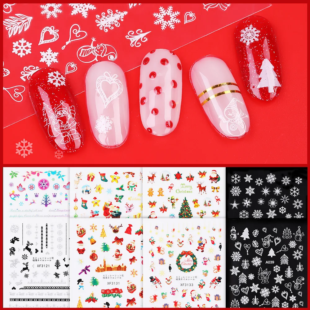 3D наклейки для дизайна ногтей на Рождество и год 3D наклейки для ногтей s для ногтей модный дизайн наклейки клей Маникюр для украшения ногтей
