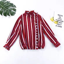 Office Lady Chiffon Blouses Autumn Fashion Contrast Color Women Shirts Full Sleeve Striped Ladies Pull Tops 2020 Blusen Damen