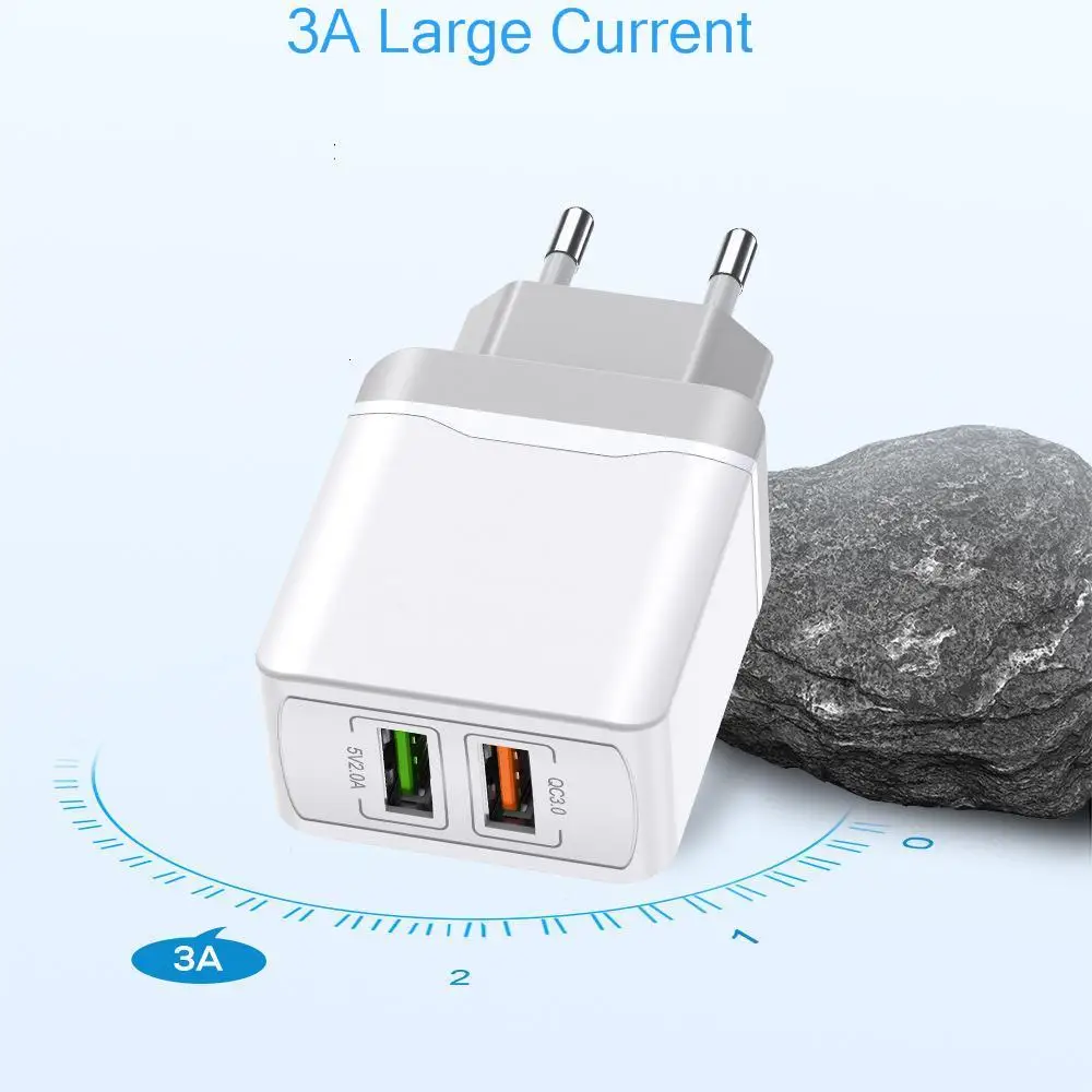 18 Вт двойное USB зарядное устройство для iPhone X 8 7 6 plus 5V2. 1A QC 3,0 USB настенное зарядное устройство для samsung huawei Xiaomi дорожное USB быстрое зарядное устройство