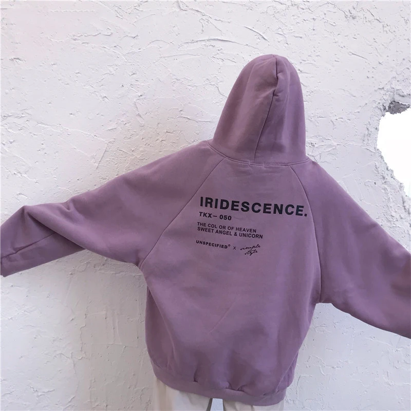Hoodies Women Thicker Plus Velvet Warm Soft Letter Printed Simple All-match Pockets Leisure Pullovers Womens Trendy Sweatshirts