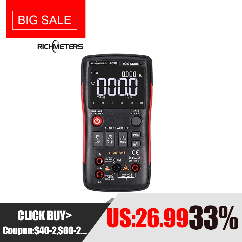 Цифровой мультиметр Richmeter вольтметр переменного тока постоянного True RMS