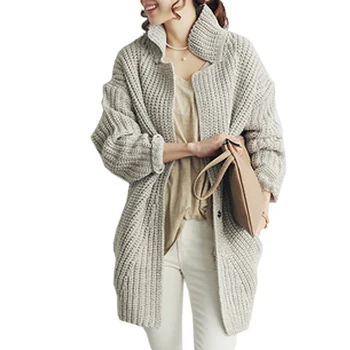 

Women Knitwear Wool Blends Loose Casual Coat Open Front Cardigan Spring Solid Sweaters Japanese And Korean Style For Young