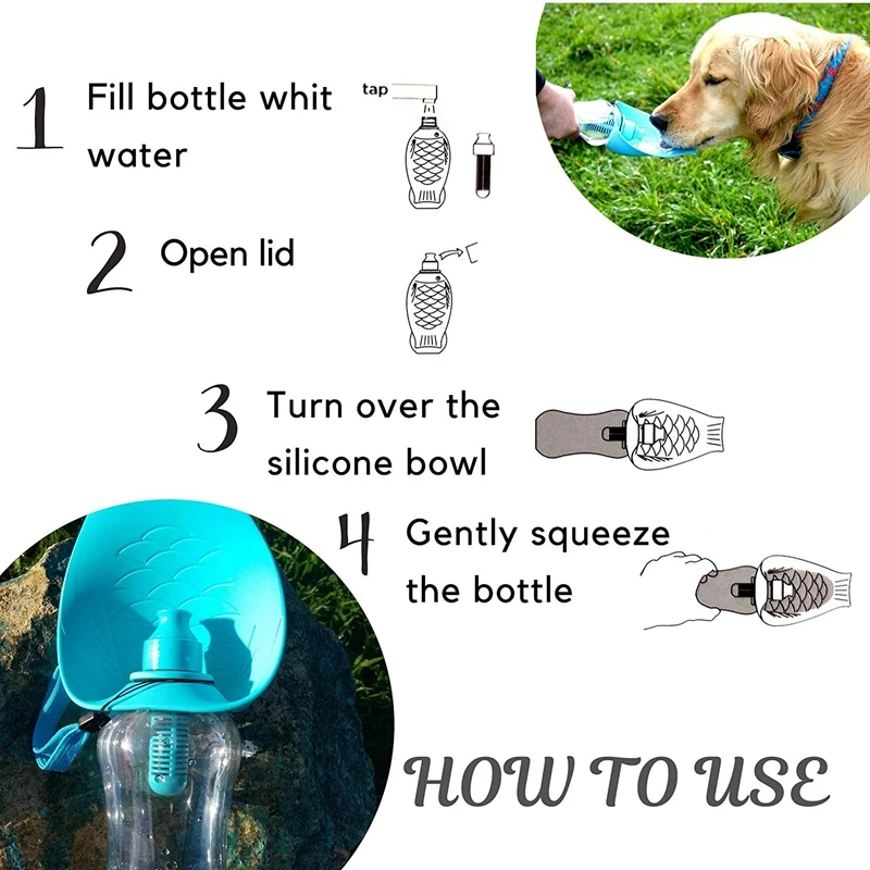 Dog Water Bottle, Portable For Walking,Travel,Hiking Activated Carbon Filter Antibacterial, Outdoor, Small And Large Dogs, Pet B