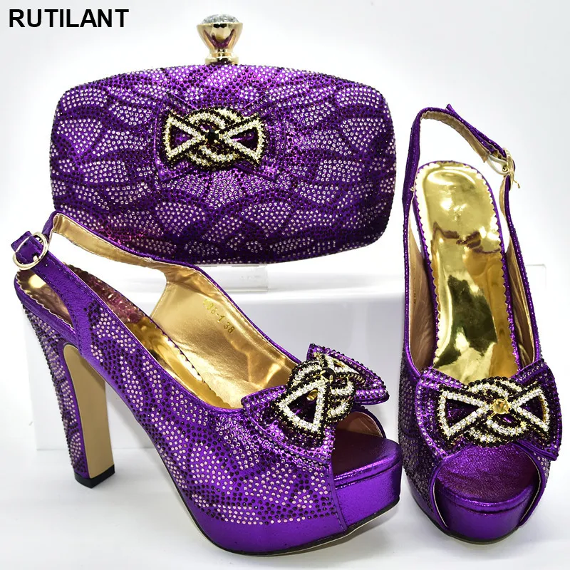 

Fashion Italian Women Wedding Pumps with Purse Italian Shoes and Bags Set Women Italian African Party Pumps Shoes and Bag Party