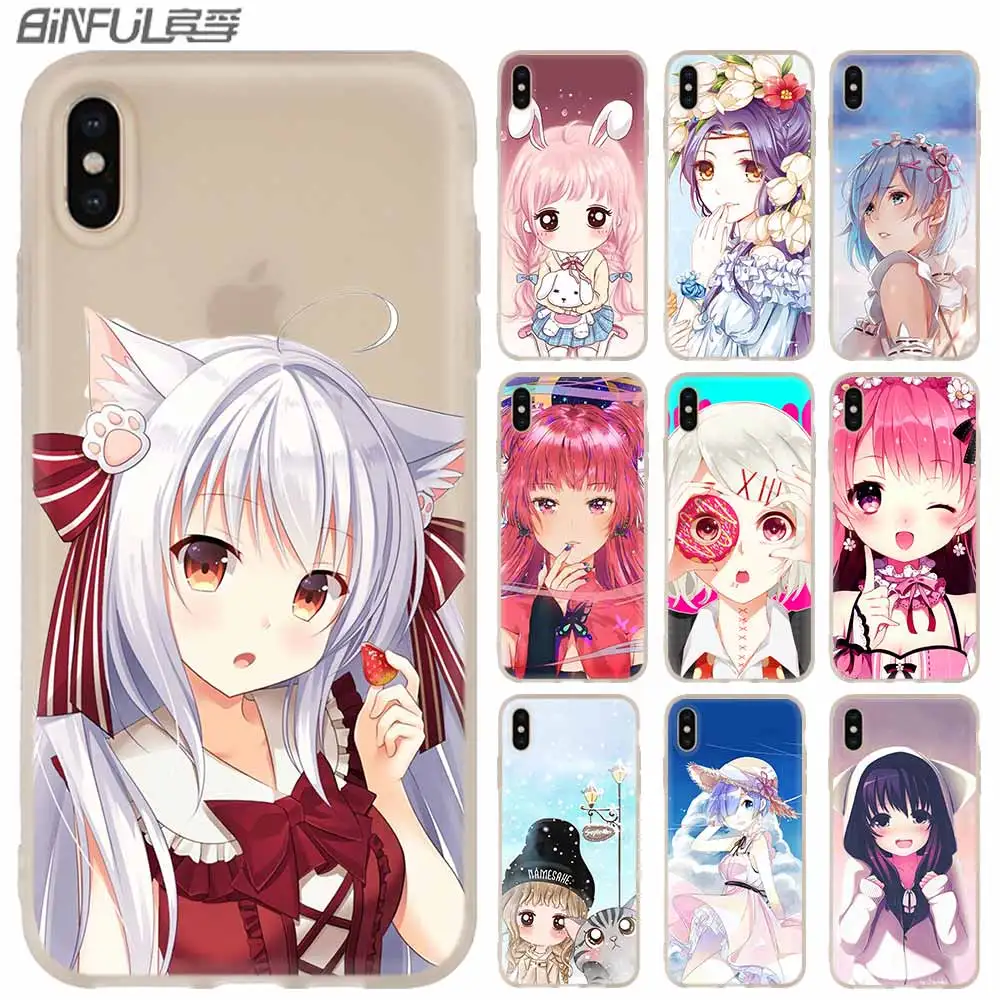 Силиконовый мягкий чехол для iPhone 11 12 Pro X XS Max XR iphone 8 7 6 Plus 5 5s SE с рисованным аниме