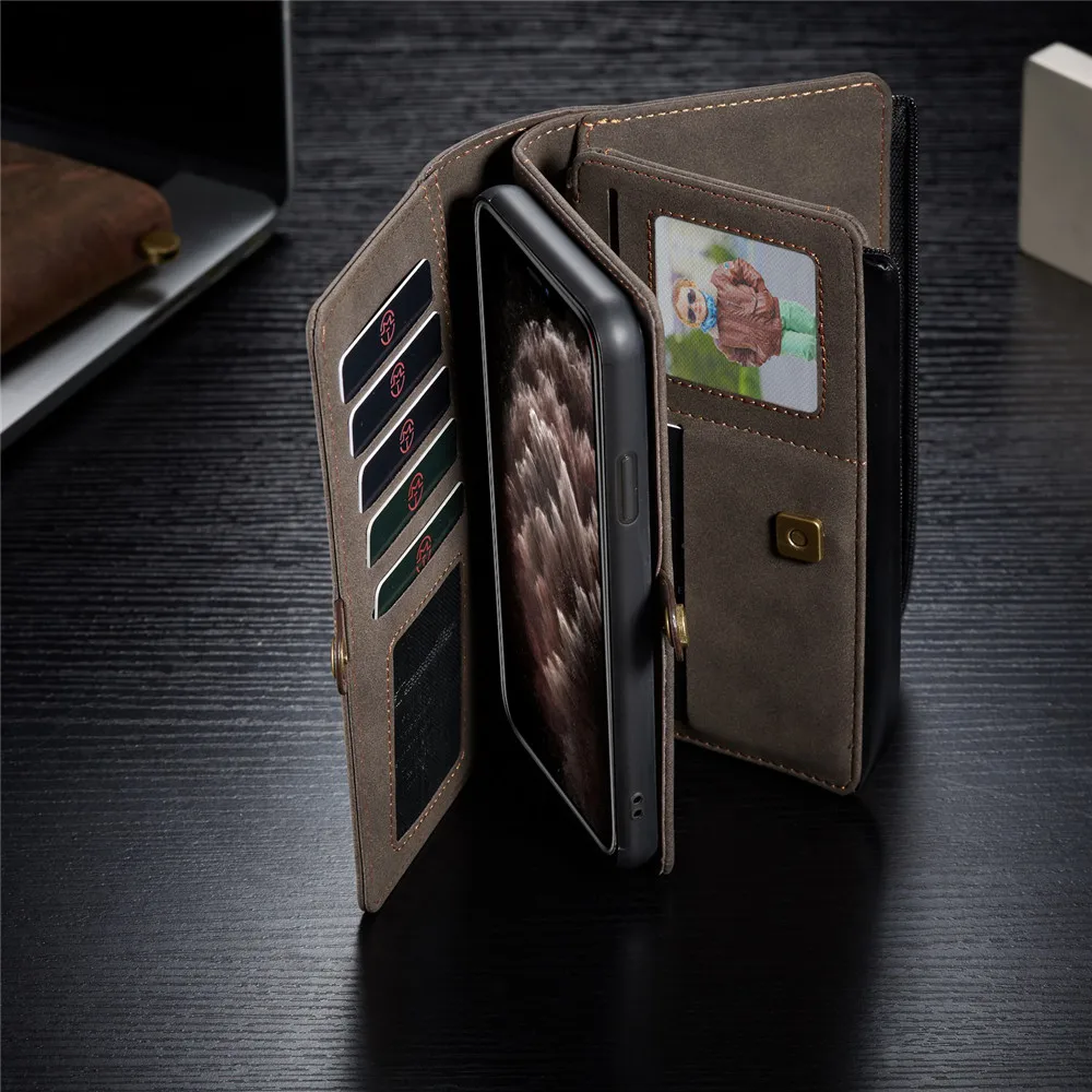 13 pro max cases Luxury Zipper Magnet Wallet Case For iPhone 12 13 Mini 7 8 11 Pro XS Max X XR SE 2020 Flip Leather Card Removable Phone Cover iphone 13 pro max case clear