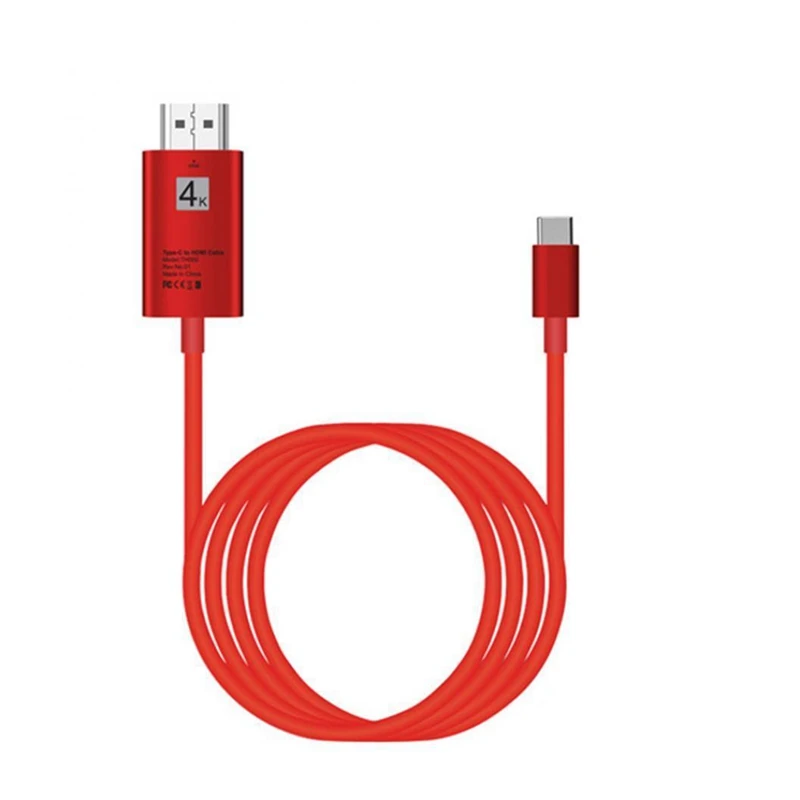 Red Type-C USB-C HDMI Кабель-адаптер 4K UHD USB 3,1 для S8 S9 Plus note 2 м - Цвет: Red