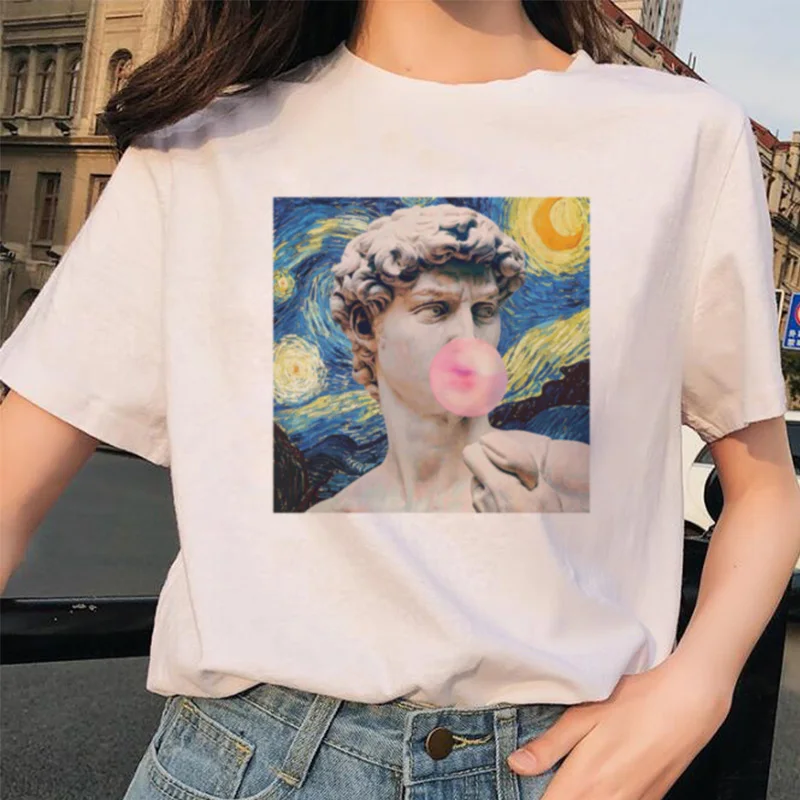 2019 летняя футболка с принтом Микеланджело коротким рукавом принт жевательной