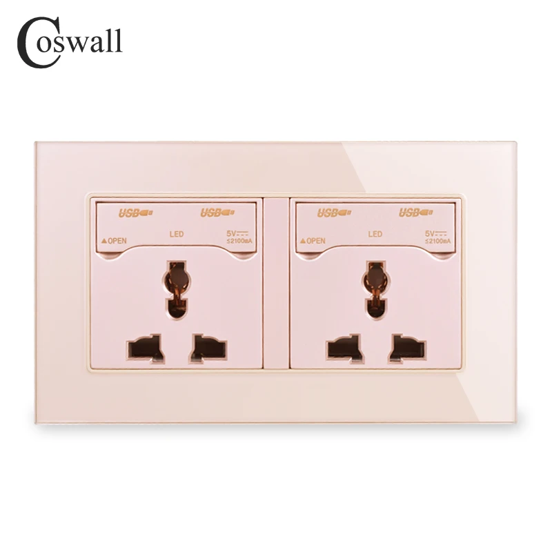 COSWALL 2 Gang 13A универсальная настенная розетка + 4 USB-порта для зарядки светодиодный