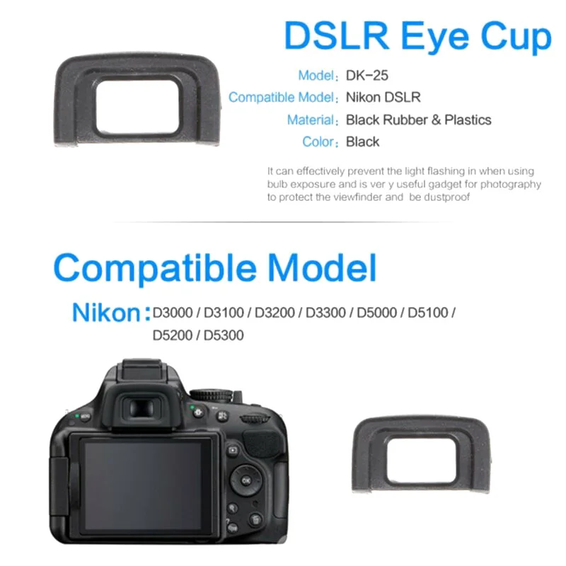 2pcs Viewfinder Eyepiece Eyecup Protective Cover For Nikon DSLR D300 / D3100 / D3200 / D3300 / D5000 / D5100 / D5200 / D5300 images - 6