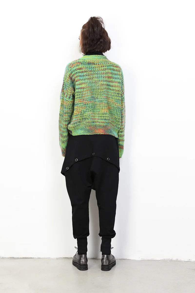 [EAM] штаны-шаровары с высокой эластичной резинкой на талии, армейский зеленый цвет, новинка, свободные брюки, женские модные брюки, весна-осень JH0300