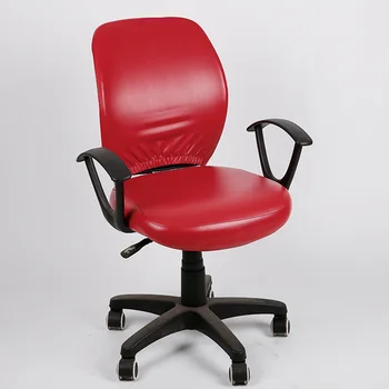 

2 Pieces Removable Red Black PU Leather Office Chair Seat Cover Waterproof Oil Proof Kids Computer Chair Back Covers Coffee