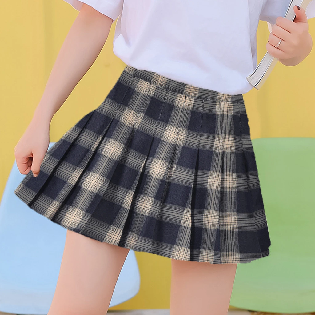 Las mujeres falda faldas jupe shein saia harajuku falda Casual de la Universidad viento plisada Mini falda|Faldas| - AliExpress