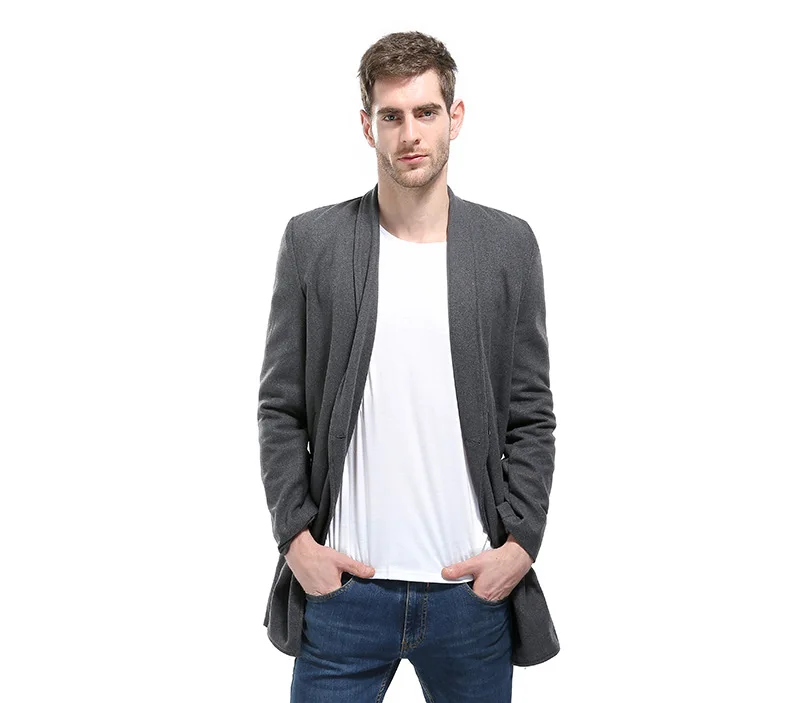 Grey Ветровка Masculino Тонкий ветрозащитный плащ Мужская одежда пальто куртка Тренч для мужчин осень Hombre однотонный MOOWNUC - Цвет: Grey