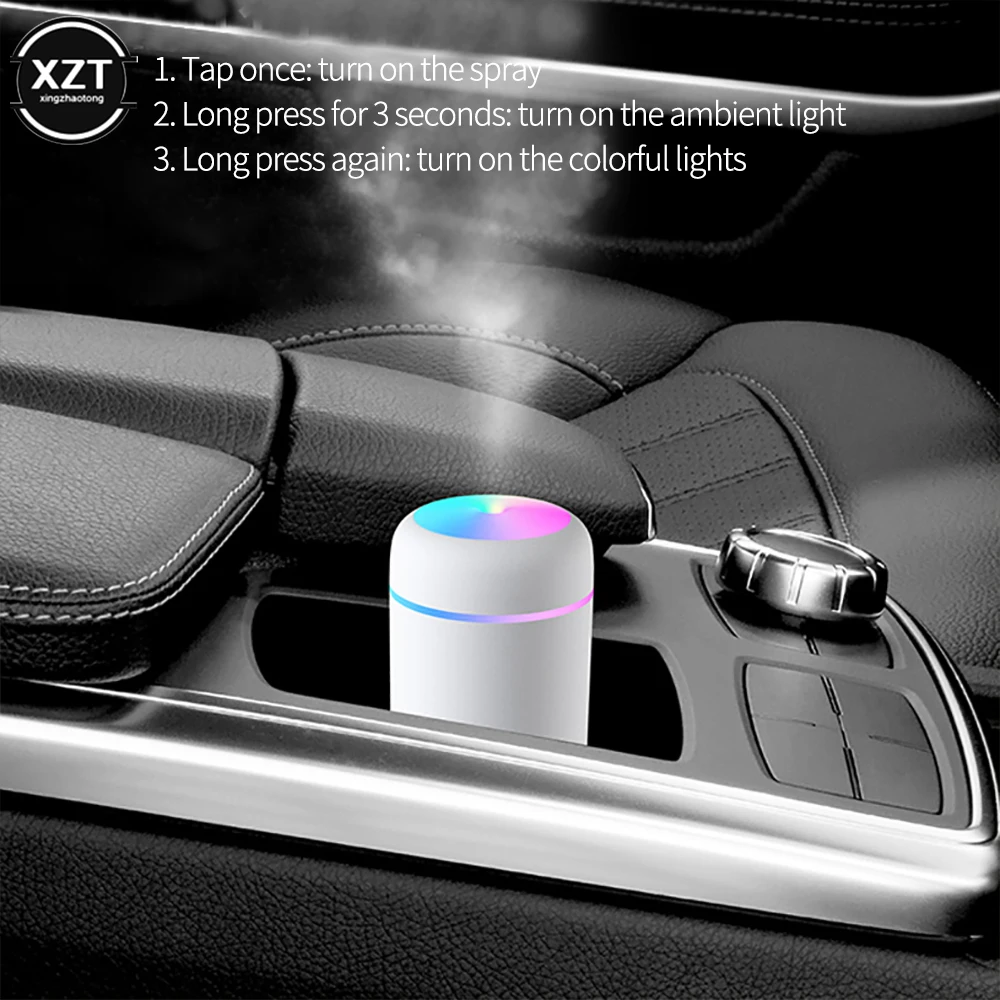 New Ultrasonic Mini Air Humidifier 300ML Aroma Essential Oil Diffuser for Home Car USB Fogger Mist Maker with LED Night Lamp