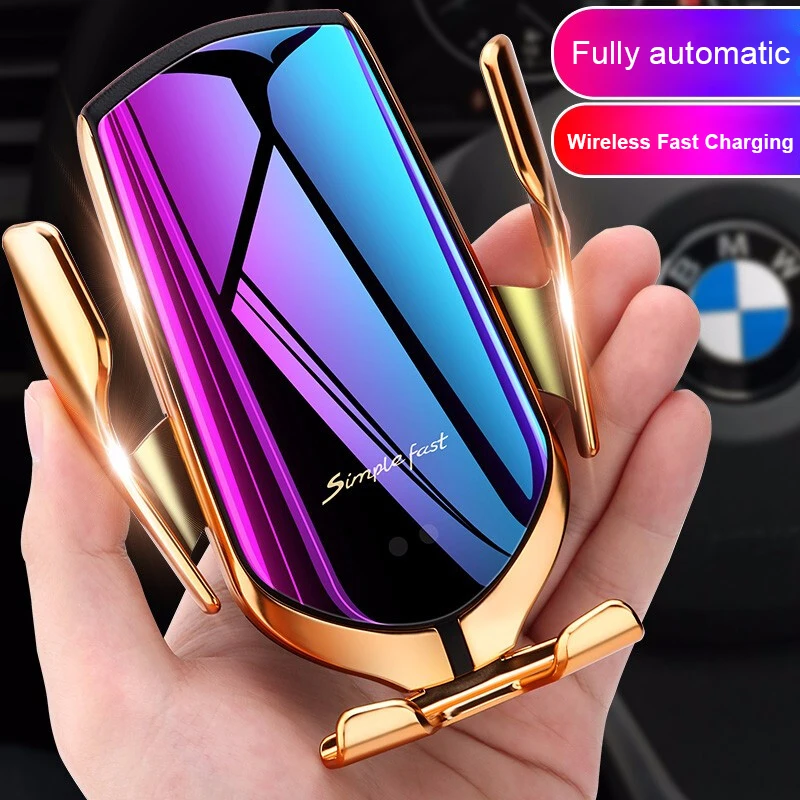 

Qi Car Phone Holder 10W Fast Charging Wireless Charger 360 Rotation infrared Sensor Automatic Clamping GPS Cellphone Bracket R1