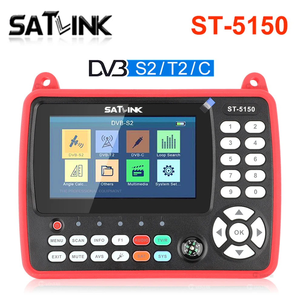 Original SATLINK ST-5150 DVB-S2/T2/C COMBO HD Satellite Finder Meter H.265 HEVC MPEG-4 QPSK 8PSK 16APSK 4.3 Inch TFT LCD Screen satellite signal finder