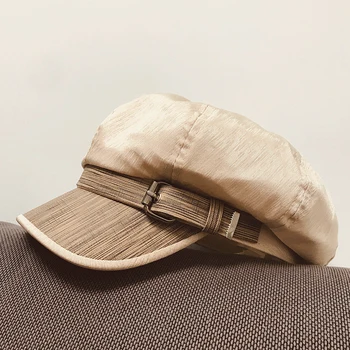 

Unisex Hats Summer Japan Contracted Leisure Mercerized Fabric Belt Decoration Octagonal Cap Restoring Ancient Female Fashion Hat