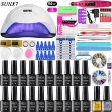 Лак для ногтей комплекты на рост 90/48 кГц/24 wLED УФ-лампы для ногтей выбирайте 20/10/6 цветов Комплект гель-лаков для ногтей из акрила, Электрический Фрезер для ногтей, сверлильный станок для маникюрного набора