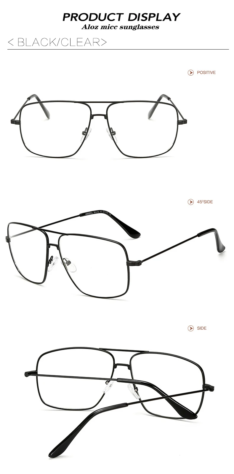 ALOZ MICC Platz Optische Gläser Rahmen Frauen Männer Vintage Legierung Klare Linse Sonnenbrille Frauen Übergroßen Brillen oculos Q859 – Detail 3